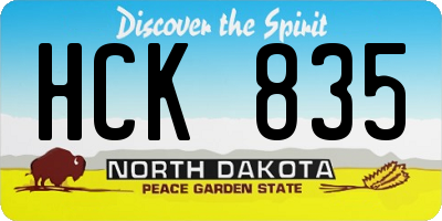 ND license plate HCK835