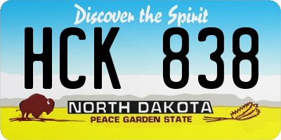 ND license plate HCK838