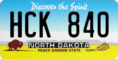 ND license plate HCK840