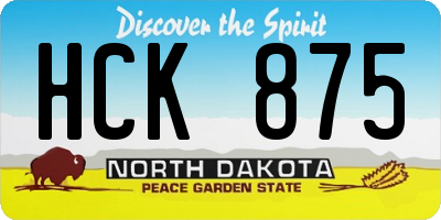 ND license plate HCK875