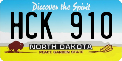 ND license plate HCK910