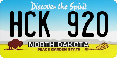 ND license plate HCK920