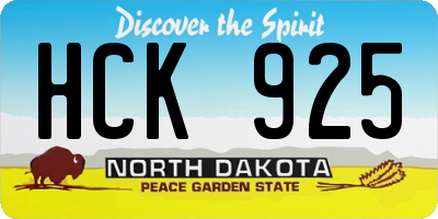 ND license plate HCK925