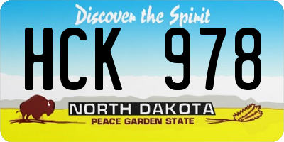 ND license plate HCK978