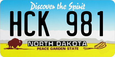 ND license plate HCK981