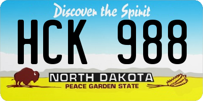 ND license plate HCK988