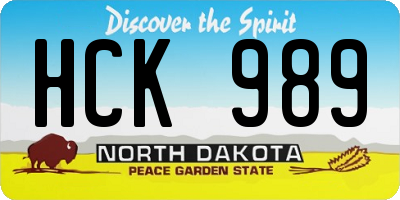 ND license plate HCK989