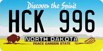 ND license plate HCK996