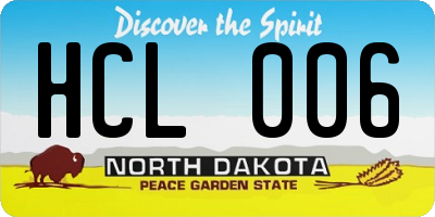 ND license plate HCL006