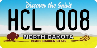 ND license plate HCL008