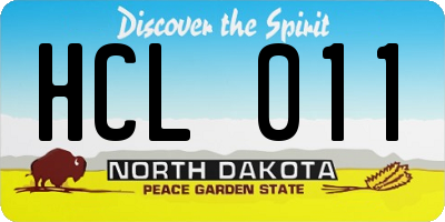 ND license plate HCL011