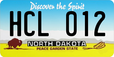 ND license plate HCL012