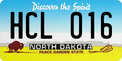 ND license plate HCL016