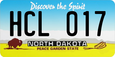 ND license plate HCL017