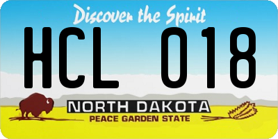 ND license plate HCL018