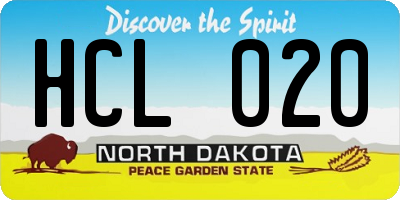 ND license plate HCL020