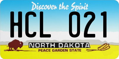 ND license plate HCL021