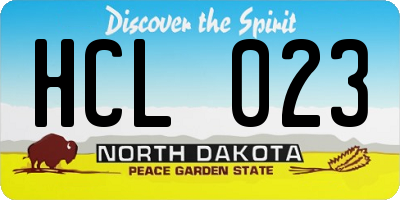 ND license plate HCL023