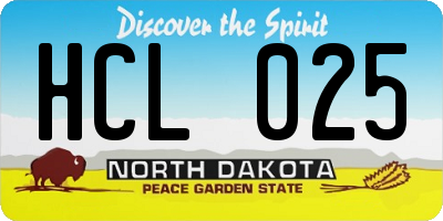 ND license plate HCL025