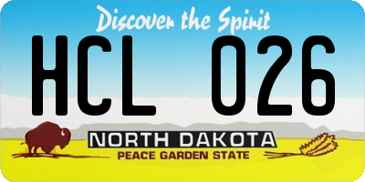 ND license plate HCL026