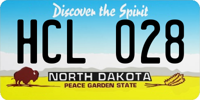 ND license plate HCL028