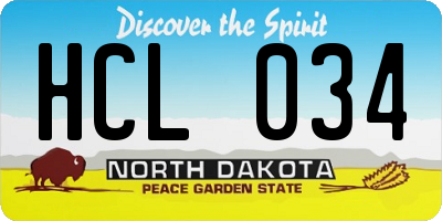 ND license plate HCL034