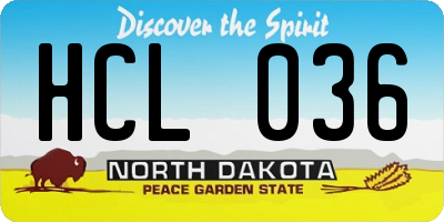 ND license plate HCL036