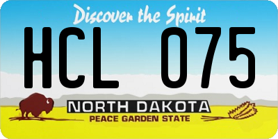 ND license plate HCL075