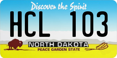 ND license plate HCL103