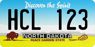 ND license plate HCL123