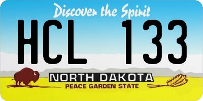 ND license plate HCL133