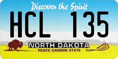 ND license plate HCL135