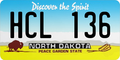 ND license plate HCL136