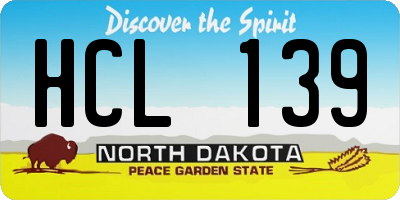 ND license plate HCL139