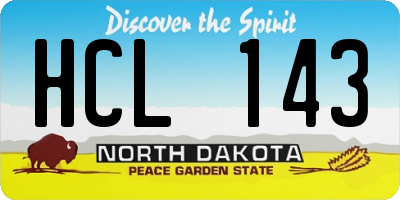 ND license plate HCL143