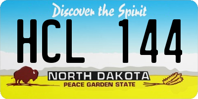 ND license plate HCL144