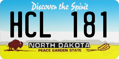 ND license plate HCL181