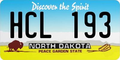 ND license plate HCL193