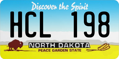 ND license plate HCL198