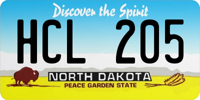 ND license plate HCL205