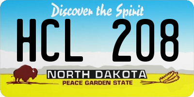 ND license plate HCL208