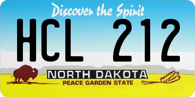 ND license plate HCL212