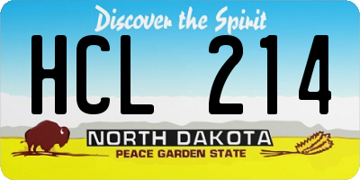 ND license plate HCL214