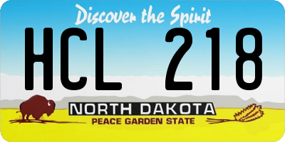 ND license plate HCL218