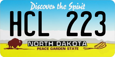 ND license plate HCL223