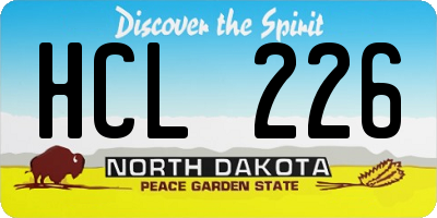 ND license plate HCL226