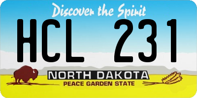 ND license plate HCL231