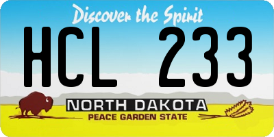 ND license plate HCL233