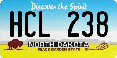 ND license plate HCL238