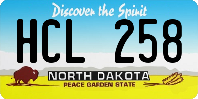 ND license plate HCL258